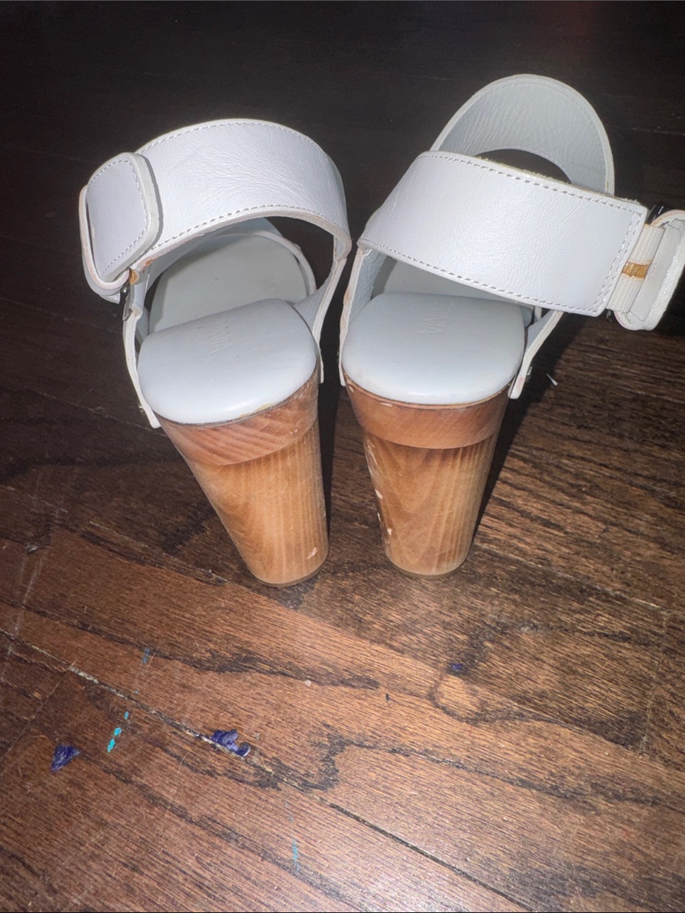 Vince White Two-Strap Ankle Buckle Sandals with Low Block Heel - Picture 4 of 9